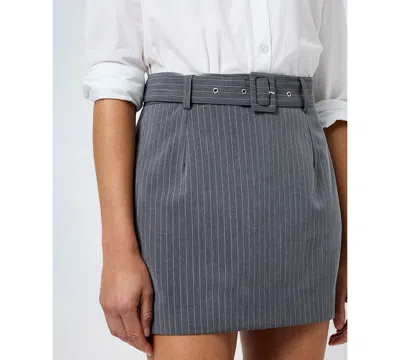 French Connection Minka Belted Pinstripe Miniskirt In Gray