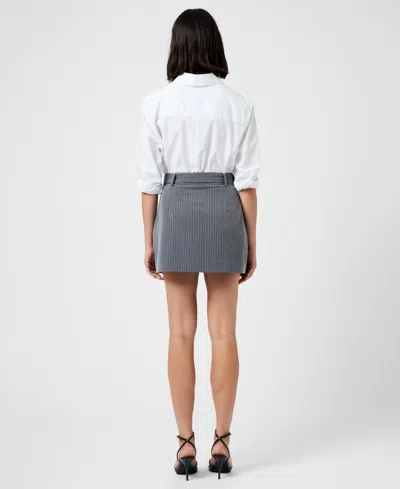 French Connection Minka Belted Pinstripe Miniskirt In Gray