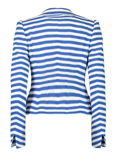 Maison Common Striped One-button Jacket In Blue