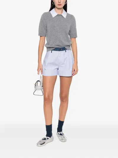 Sandro Striped-pattern Shorts In White