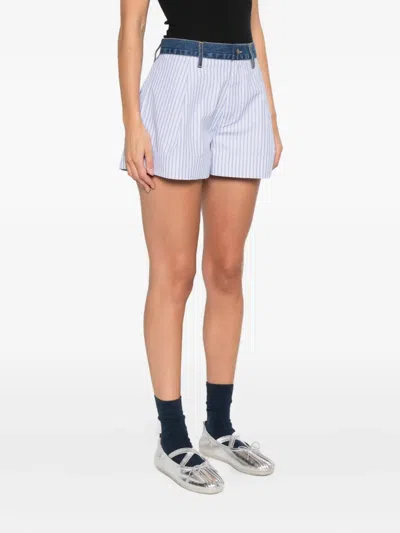 Sandro Striped-pattern Shorts In White