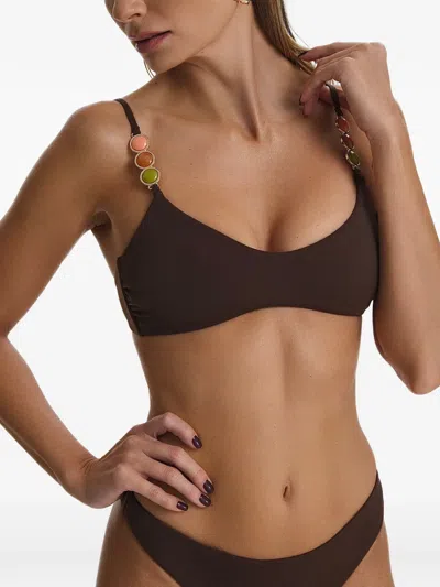 Sofia Erhan Giselle Embellished Bikini In Brown