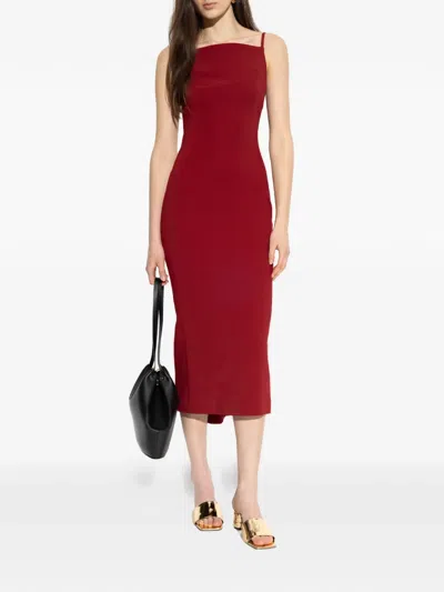 Givenchy Womens Dark Red Square-neck Satin-crepe Midi Dress In Red
