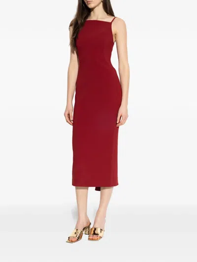 Givenchy Womens Dark Red Square-neck Satin-crepe Midi Dress In Red