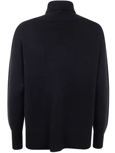 Drumohr Long Sleeves Turtle Neck Oversized Sweater In Black