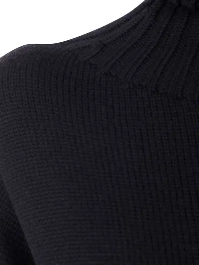 Drumohr Long Sleeves Turtle Neck Oversized Sweater In Black