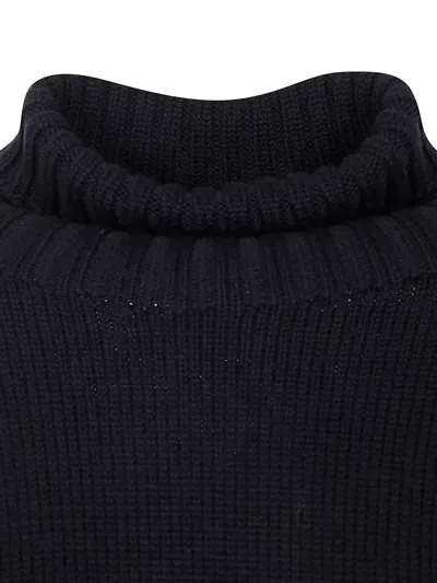 Drumohr Long Sleeves Turtle Neck Oversized Sweater In Black