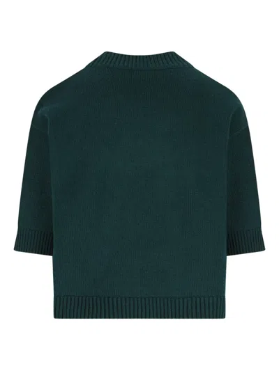 Gucci Women Wool Sweater With Frontal Logo Embroidery In Multi