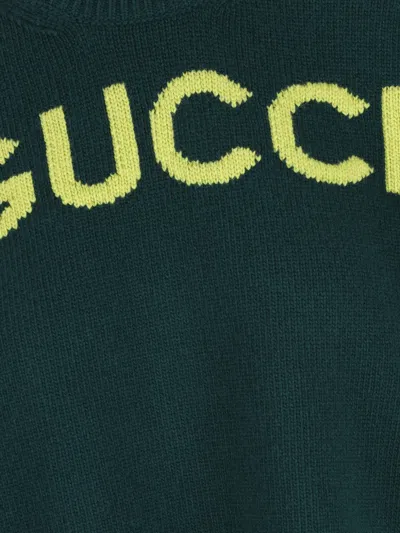 Gucci Women Wool Sweater With Frontal Logo Embroidery In Multi