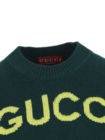 Gucci Women Wool Sweater With Frontal Logo Embroidery In Multi
