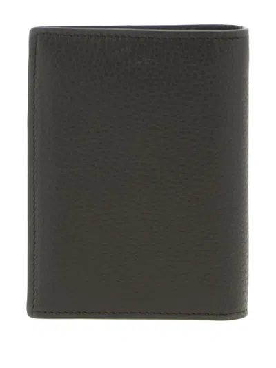 Saint Laurent Tiny Cassandre Credit Card Wallet In Grained Leather In Brown