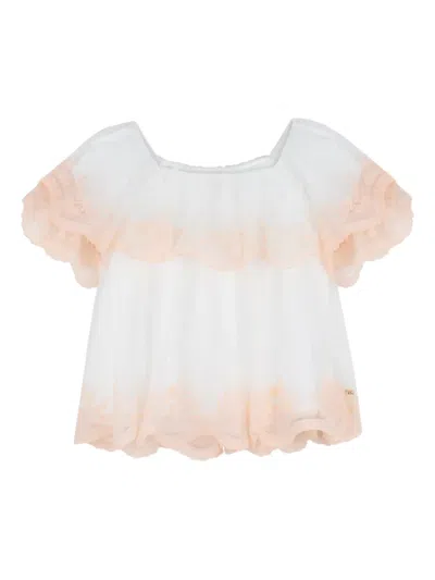 Chloé Ruffled Lace Top In Multi