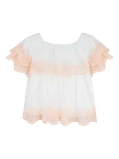 Chloé Ruffled Lace Top In Multi