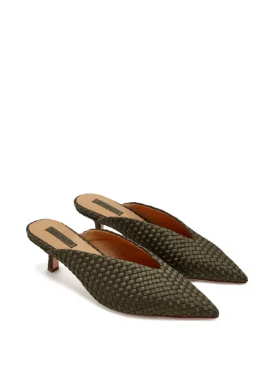 Naghedi Strada Woven Kitten-heel Mules In Green