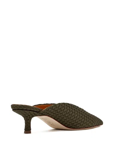 Naghedi Strada Woven Kitten-heel Mules In Green
