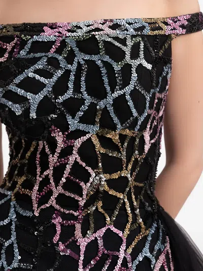 Gemy Maalouf Off-shoulder Patterned Dress In Black