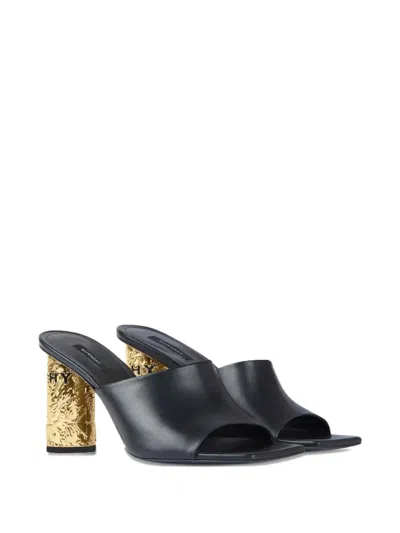 Givenchy Leather Sandals Open Squared Toe Heel In Black
