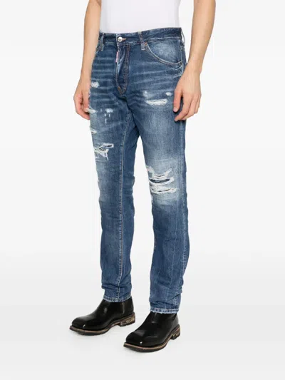 Dsquared2 Teddy Distressed Jeans In Blue