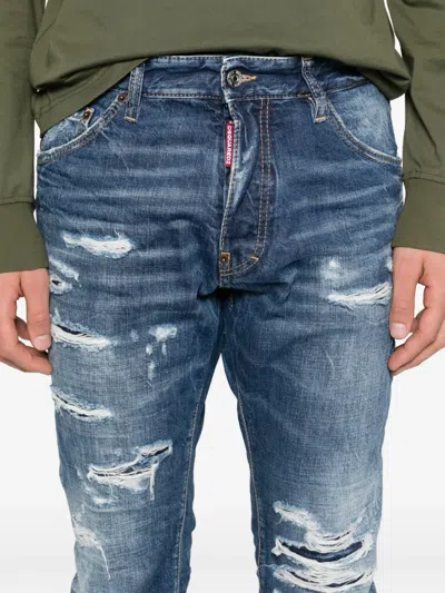 Dsquared2 Teddy Distressed Jeans In Blue