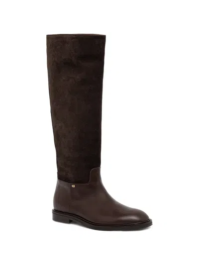 Baldinini Suede-panel Knee-high Boots In Brown
