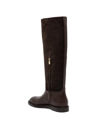 Baldinini Suede-panel Knee-high Boots In Brown