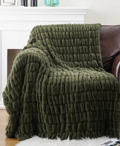 Battilo Luxurious Reversible Rabbit Faux Fur Throw, 50" X 60"