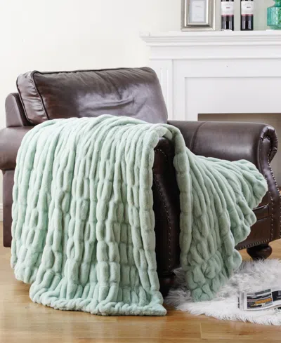 Battilo Luxurious Reversible Rabbit Faux Fur Throw, 50" X 60" In Green
