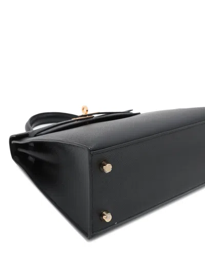 Pre-owned Hermes 2020 Epsom Kelly Ii Sellier 25 Satchel In Black