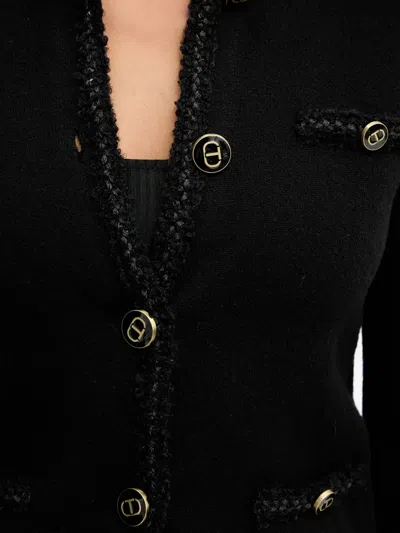 Twinset Buttoned Trim Jacket In Black
