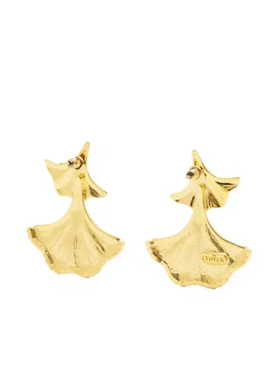 Lynyer Enchanted Flora Leaf-embellished Earrings In Gold