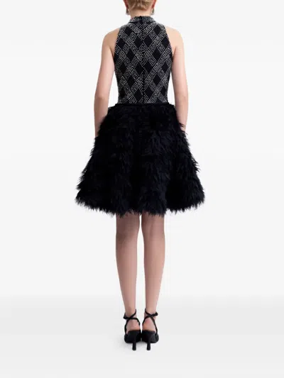 Gemy Maalouf Beaded High-collar Dress In Black