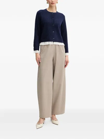 Liu •jo Ruffled Cardigan In Blue