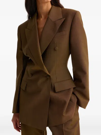 Rohe Double-breasted Blazer In Brown