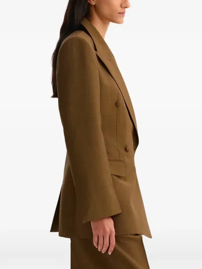 Rohe Double-breasted Blazer In Brown