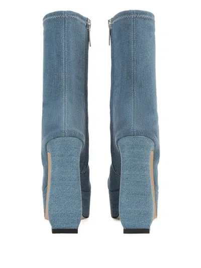 Si Rossi Platform Block-heel Ankle Boots In Blue