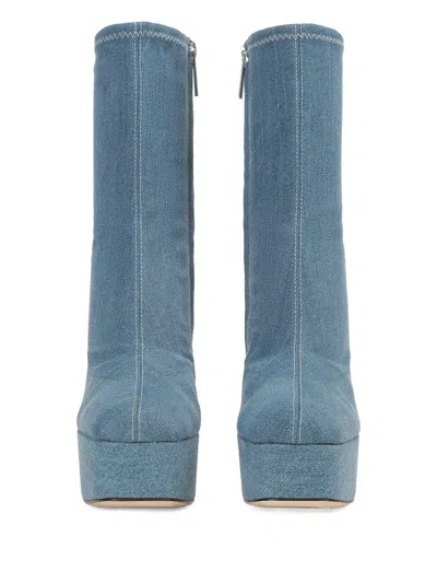 Si Rossi Platform Block-heel Ankle Boots In Blue