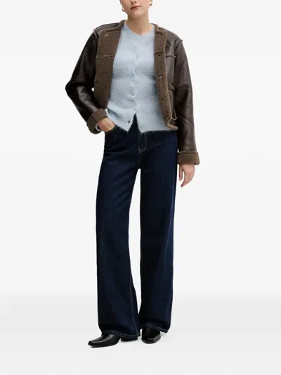 Hoss Intropia Buttoned Shearling Jacket In Brown