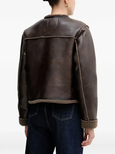 Hoss Intropia Buttoned Shearling Jacket In Brown