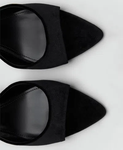 Mango Velvet Heel Sandals Black In Black