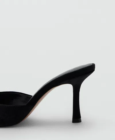 Mango Velvet Heel Sandals Black In Black