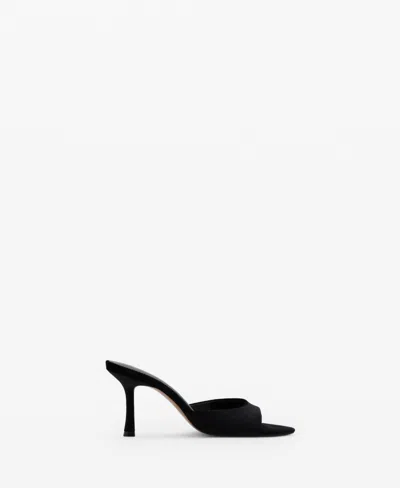 Mango Velvet Heel Sandals Black In Black