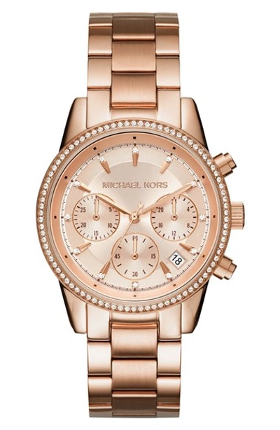 Michael Michael Kors Ritz Chronograph Bracelet Watch, 37mm In Rose Gold