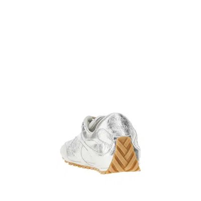 Bottega Veneta Orbit Flash Suede-trimmed Metallic Leather Sneakers In Silver