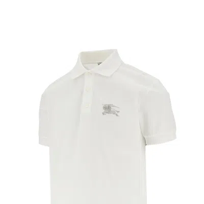 Burberry Polo Shirt Featuring Embroidery Ribbed Collar In White
