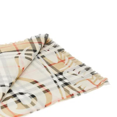 Burberry Check Wool And Silk Scarf In Sand