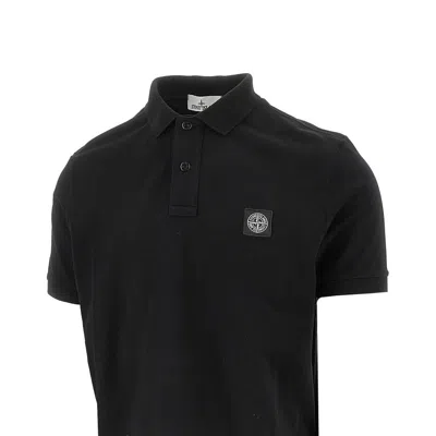 Stone Island Mens Black Brand-patch Regular-fit Stretch-cotton Polo Shirt Xl In Black