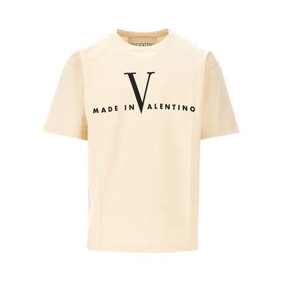 Valentino Garavani Cotton T-shirt With Made In Print Clothing In Nude