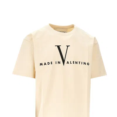 Valentino Garavani Cotton T-shirt With Made In Print Clothing In Nude