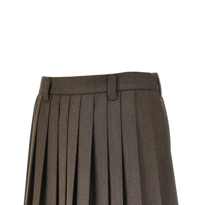 Miu Miu Pleated Wool Mini Skirt In Brown
