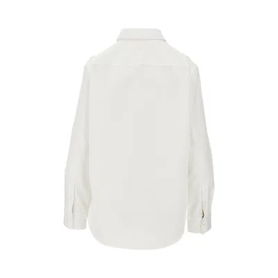 Burberry Poplin Shirt With Ekd Embroidery In White